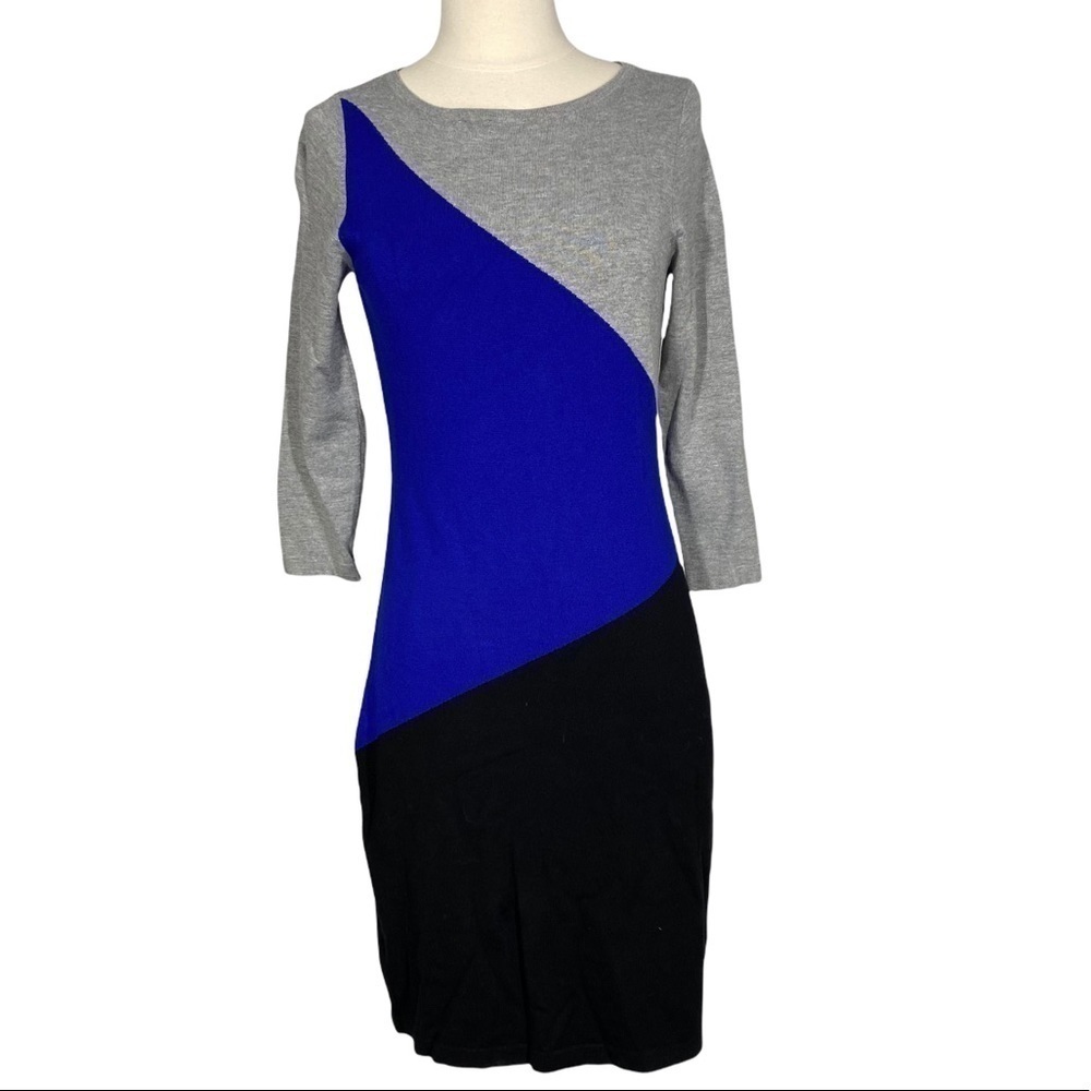 CALVIN KLEIN Colorblocked Knit Sheath Dress Size Small